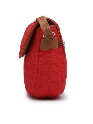 red polyester  sling bag with tassel charm design 10