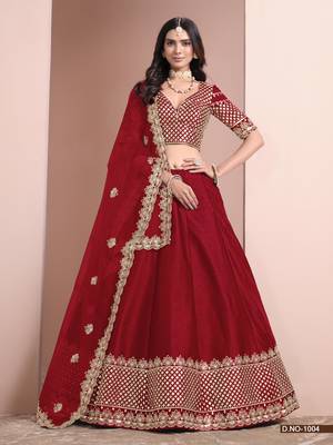 Red Art Silk Designer Lehenga With Blouse 1