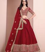 Red Art Silk Designer Lehenga With Blouse