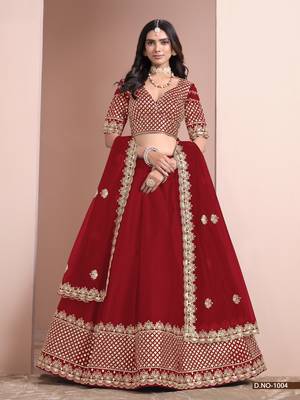 Red Art Silk Designer Lehenga With Blouse 2