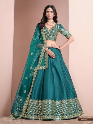 Turquoise Art silk blend Designer Lehenga With Blouse 1