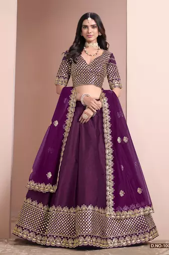 Purple Art Silk Designer Lehenga With Blouse