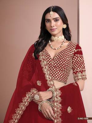 Red Art Silk Designer Lehenga With Blouse 4