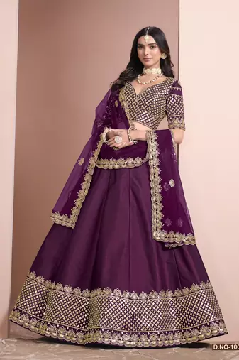 Purple Art Silk Designer Lehenga With Blouse