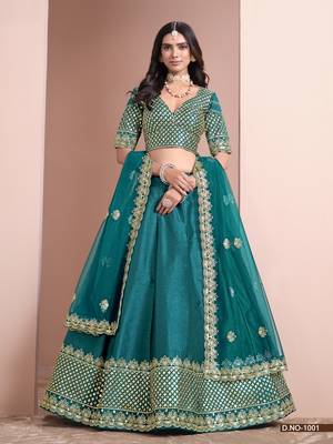 Turquoise Art silk blend Designer Lehenga With Blouse 2