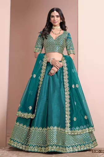 Turquoise Art Silk Designer Lehenga With Blouse