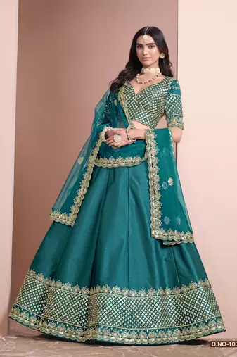 Turquoise Art Silk Designer Lehenga With Blouse