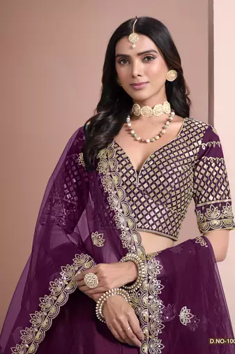 Purple Art Silk Designer Lehenga With Blouse