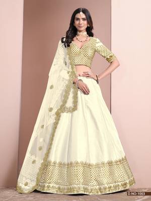 White Art Silk Designer Lehenga With Blouse 1