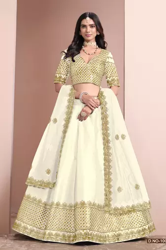 White Art Silk Designer Lehenga With Blouse
