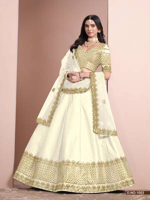 White Art Silk Designer Lehenga With Blouse 3