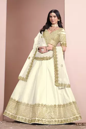 White Art Silk Designer Lehenga With Blouse