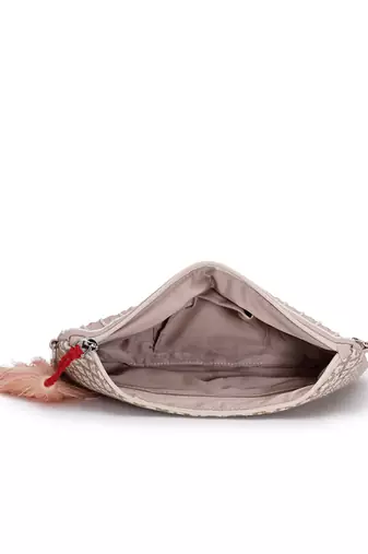 multi cotton canvas sling bag with jacquard heart