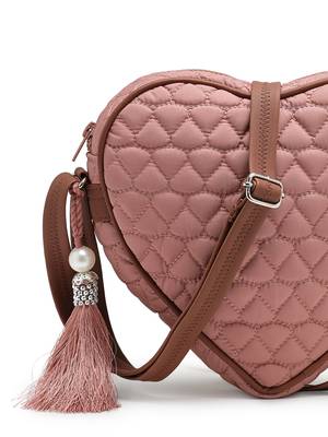 dusty pink polyester sling bag with chevron quilting 8
