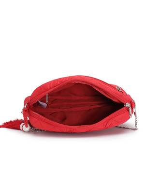 red polyester sling bag with diamond quilting 7
