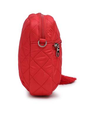 red polyester sling bag with diamond quilting 11