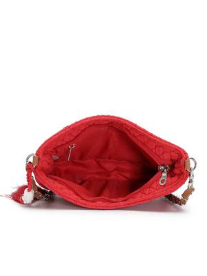red tan polyester vegan leather sling bag 7