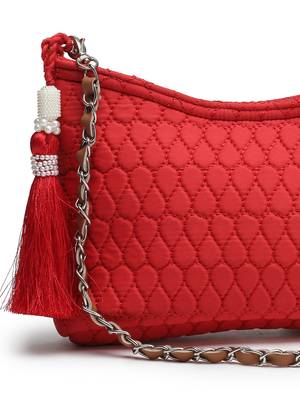 red tan polyester vegan leather sling bag 8