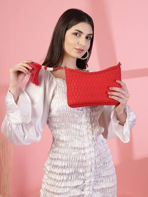 red tan polyester vegan leather sling bag 10