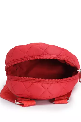 uno valentine red polyester diamond quilted sling bag