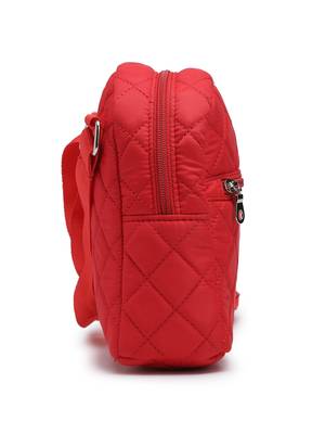 uno valentine red polyester diamond quilted sling bag 11