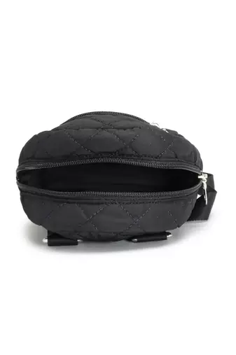 uno black polyester diamond quilted sling bag