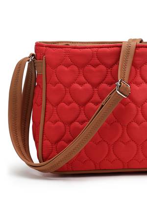 red tan polyester vegan leather sling bag 8