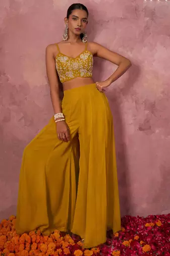 Mustard Haldi Western Suit for Women