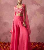 Pink georgette handwork western wear suit