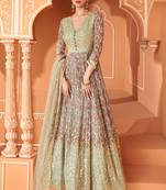 Multicolor emboridery secquins georgette anarkali suit -free size stitched(Size upto 42")