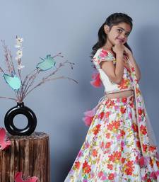 White Lengha Choli With Flower Printed