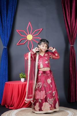 Maroon Embroidery Lengha choli 3