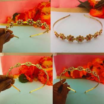 Free size material brass stone stud  hair band combo 2