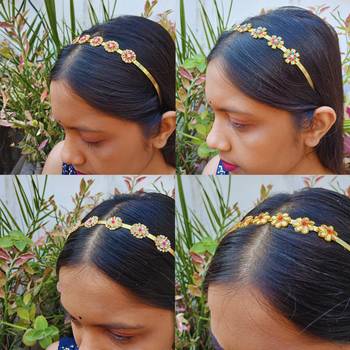 Free size material brass stone stud  hair band combo 3