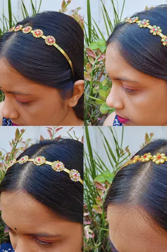 Free size material brass stone stud  hair band combo