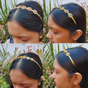 Free size material brass stone stud  hair band combo 4