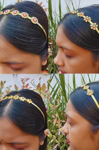Free size material brass stone stud  hair band combo