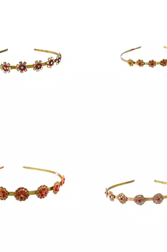 Free size material brass stone stud  hair band combo