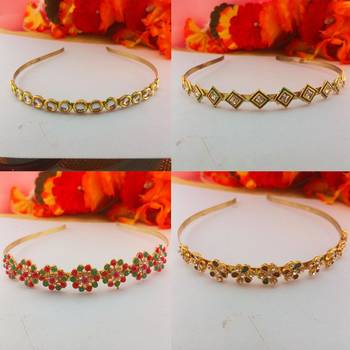 Free size material brass stone stud  hair band combo 1