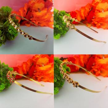 Free size material brass stone stud  hair band combo 2