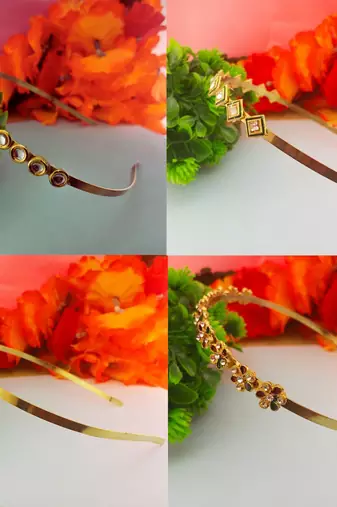 Free size material brass stone stud  hair band combo
