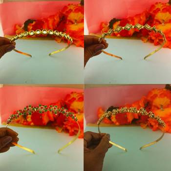 Free size material brass stone stud  hair band combo 3
