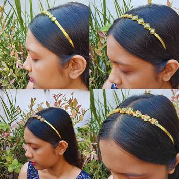 Free size material brass stone stud  hair band combo 5