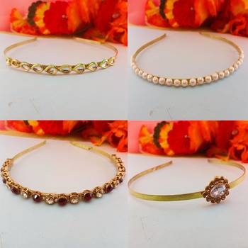 Free size material brass stone stud  hair band combo 1