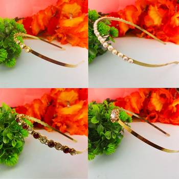 Free size material brass stone stud  hair band combo 2