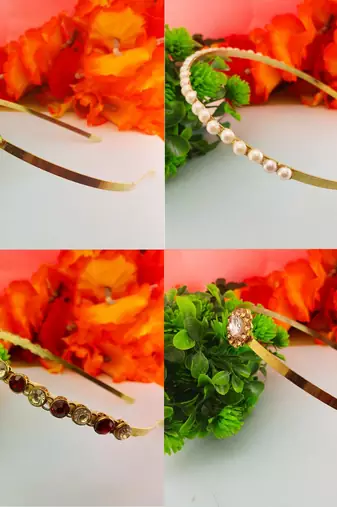 Free size material brass stone stud  hair band combo