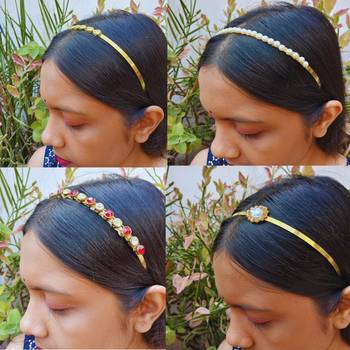Free size material brass stone stud  hair band combo 3