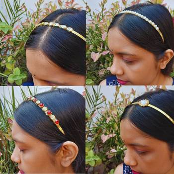 Free size material brass stone stud  hair band combo 4