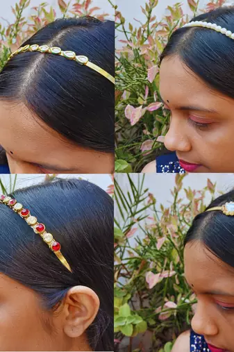 Free size material brass stone stud  hair band combo
