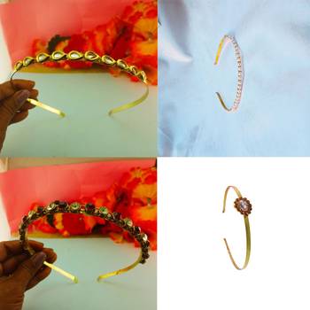 Free size material brass stone stud  hair band combo 5